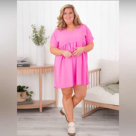 Brand New V-Neck Flowy Babydoll Dress - Picture 6 of 7